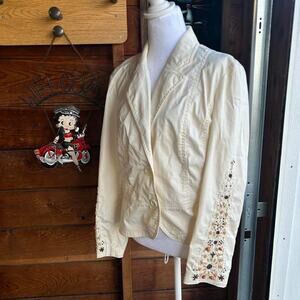 Womens y2k cream inc beaded cardigan